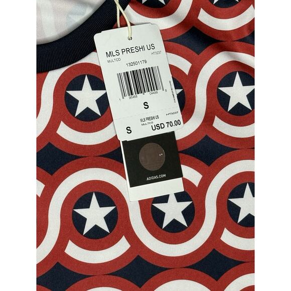 2023 New Adidas MLS x Marvel Preshi US Captain America AOP Soccer Jersey Small - Picture 10 of 10